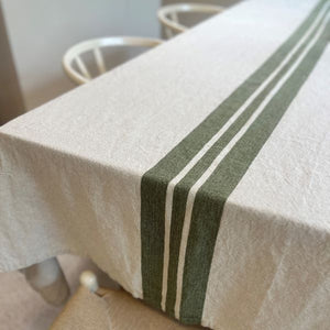 French Country Olive Stripe Tablecloth