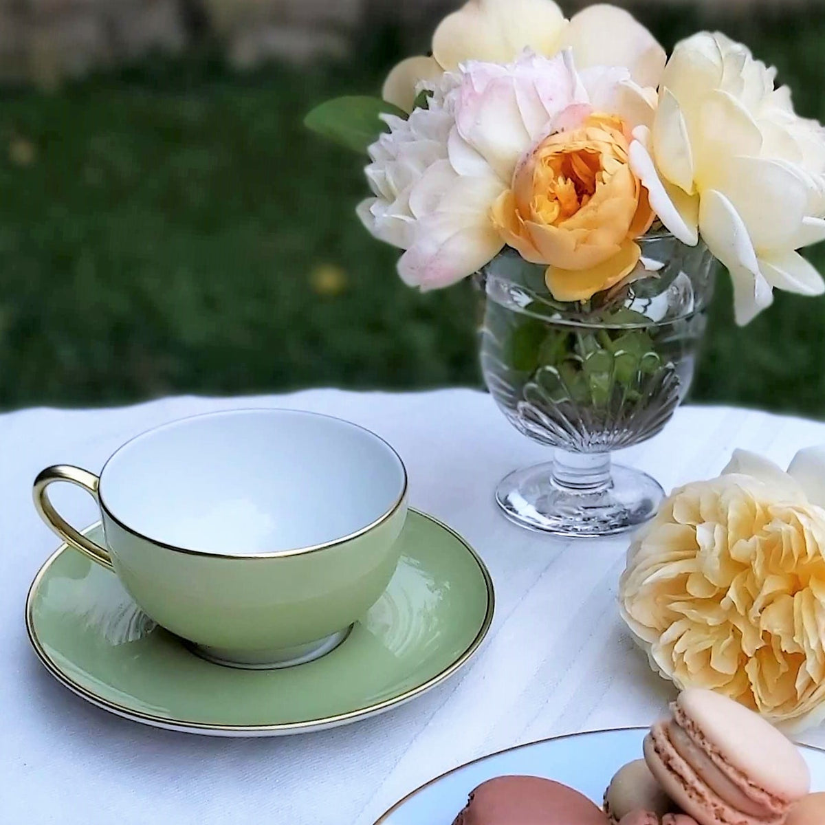 Malmaison Limoge Teacup & Saucer - Pastel Green