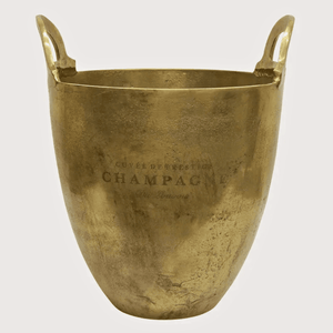 Burnished pewter champagne and wine bucket close up detail