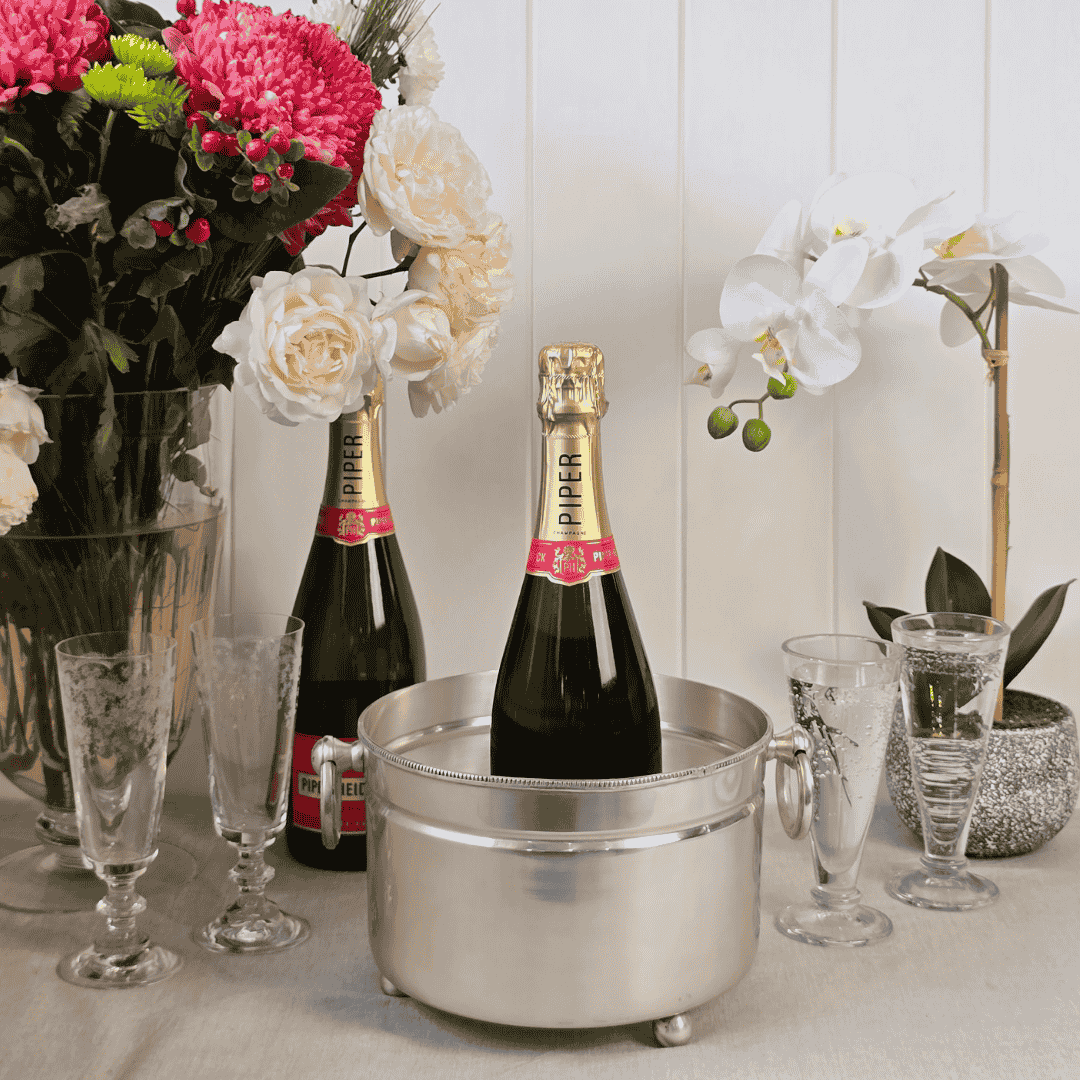Champagne Ice Bucket with Champagne Flutes and Piper Champagne