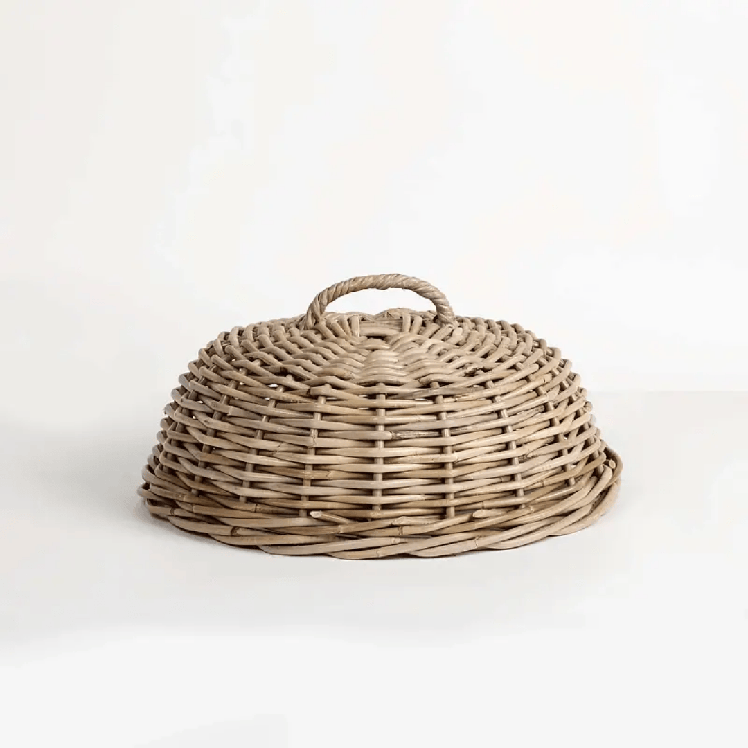 Handcrafted Kubu rattan Provence Round Cloche showing dome shape and texture