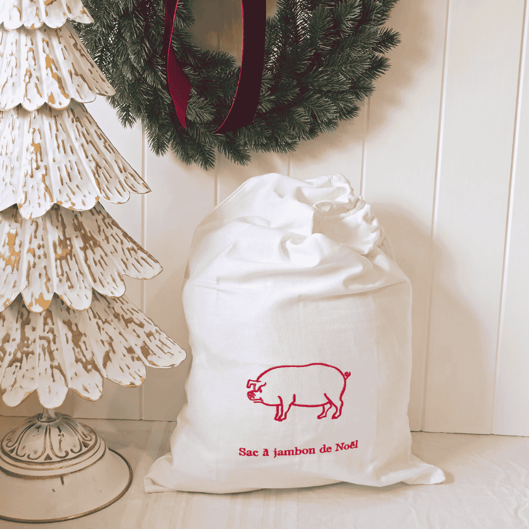 French Ham Bag - Sac a Jambon de Noel - with Christmas setting