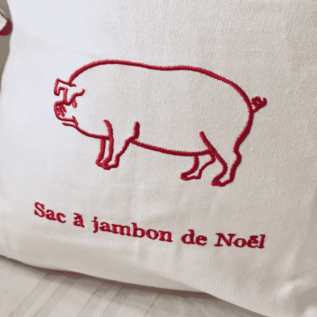 French Ham Bag - Sac a Jambon de Noel - with Christmas setting