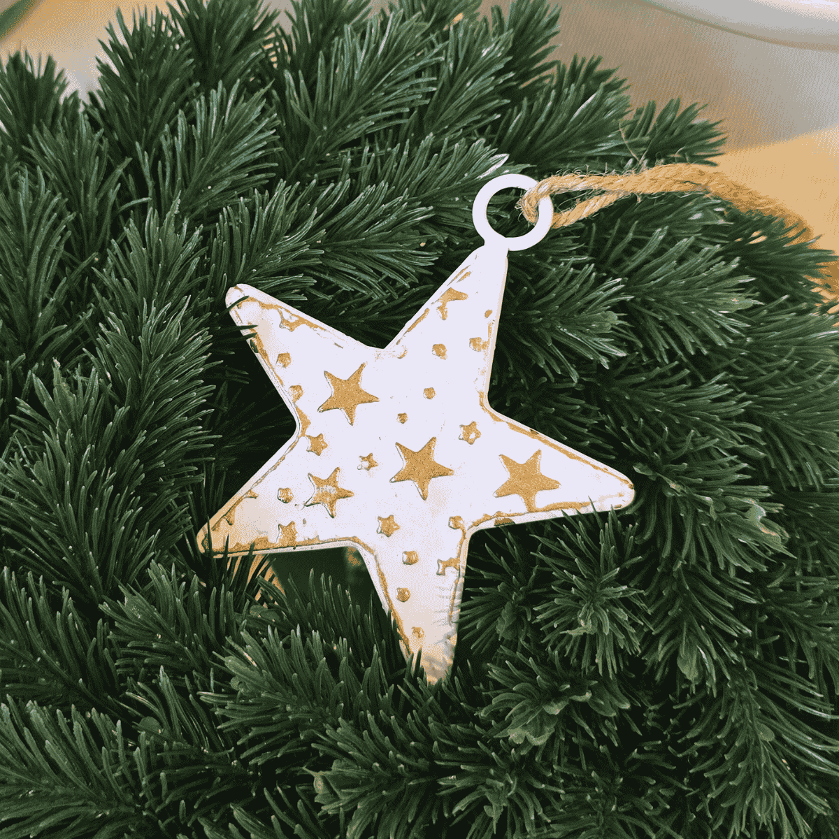 Christmas Star decoration from Étoile de Lune range – placed on Christmas Wreath