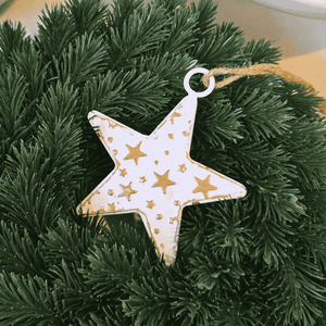 Christmas Star decoration from Étoile de Lune range – placed on Christmas Wreath