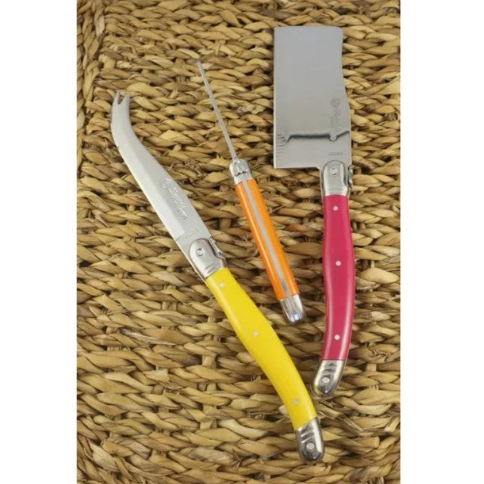 Laguiole 3 Piece Cheese Set - Multi Coloured