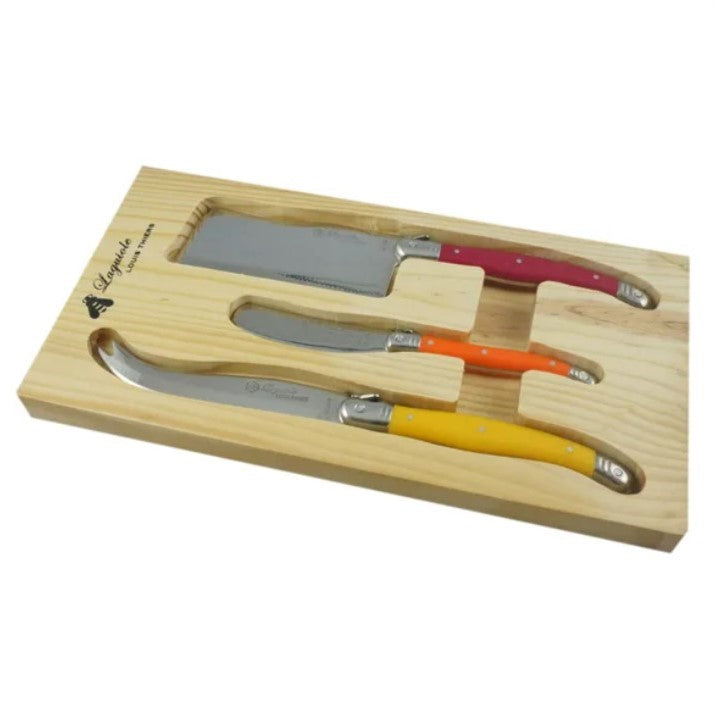 Laguiole 3 Piece Cheese Set - Multi Coloured