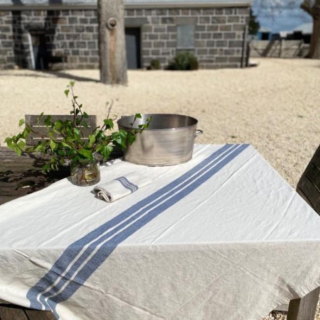 French Stripe Tablecloth - Charcoal - 350 x 150