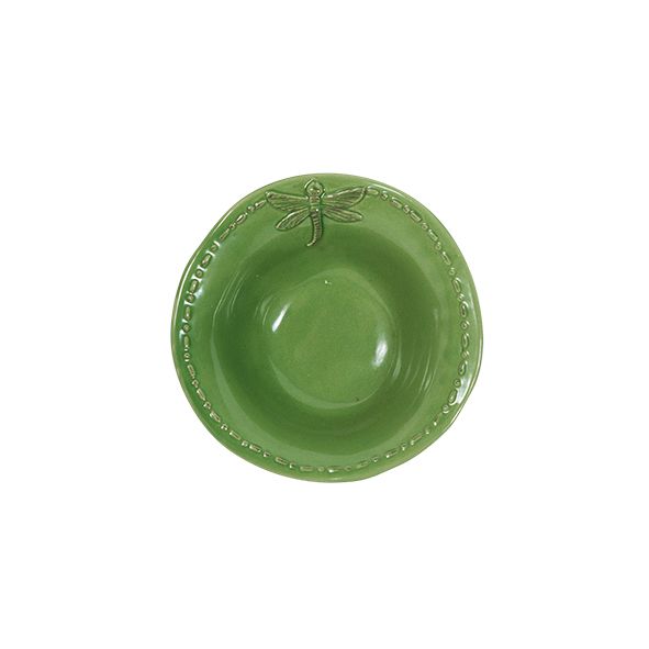 French Country Green Dragonfly Condiment / Salt Bowl
