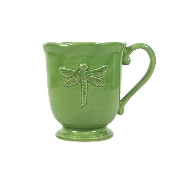 French Country Dragonfly Green Coffee Mugs - Set of 4