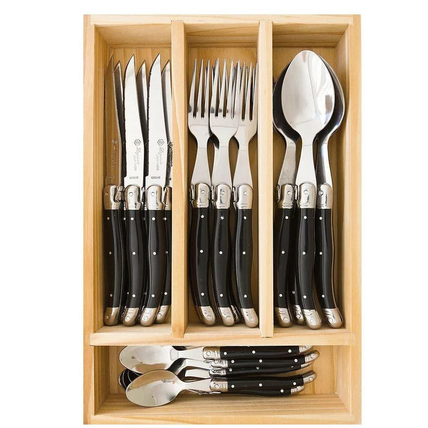 Laguiole Black 24 Piece Cutlery Set