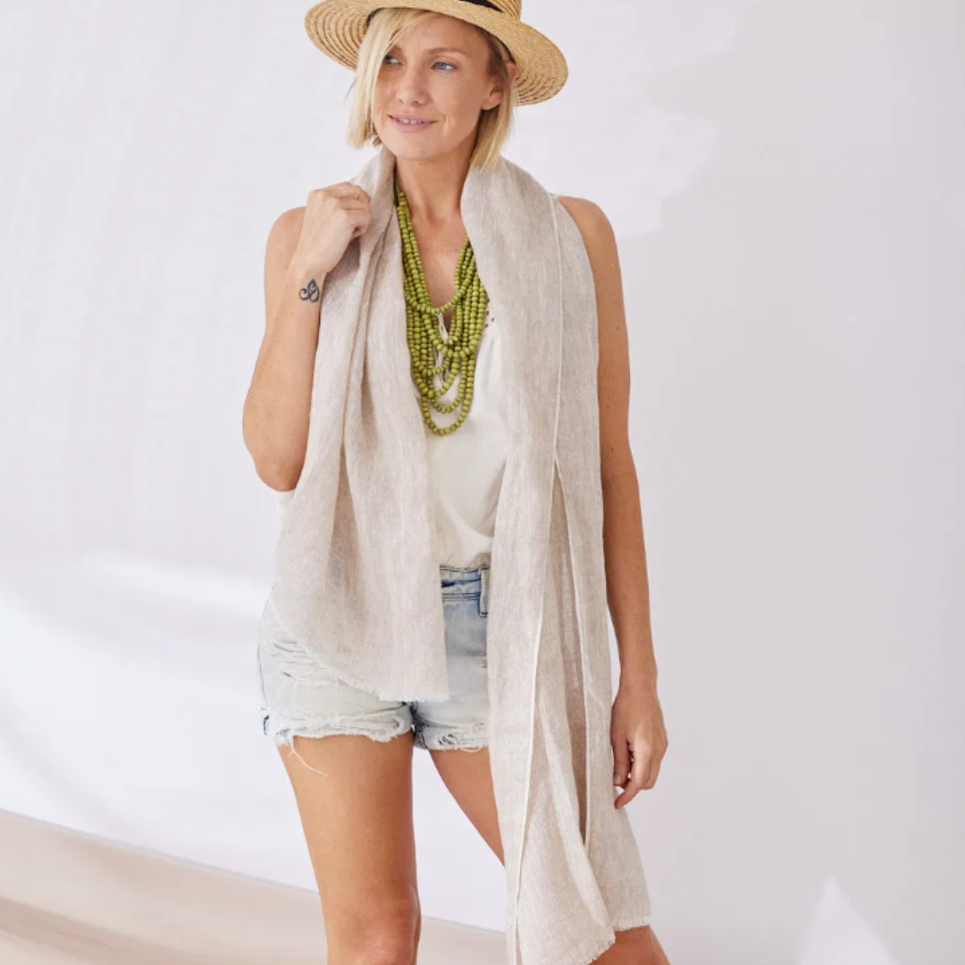 Marseille Linen Scarf Natural