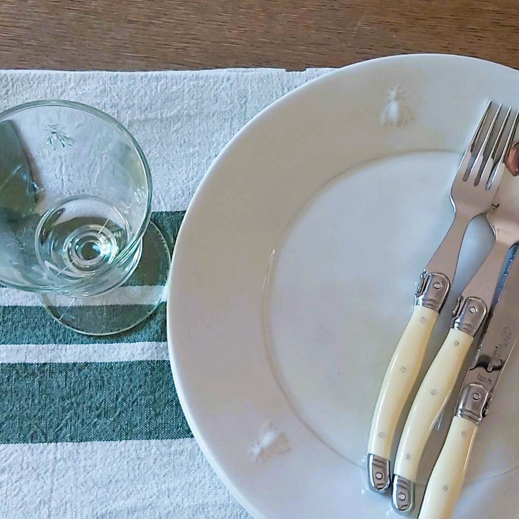 Olive Stripe Linen Blend Tablecloth