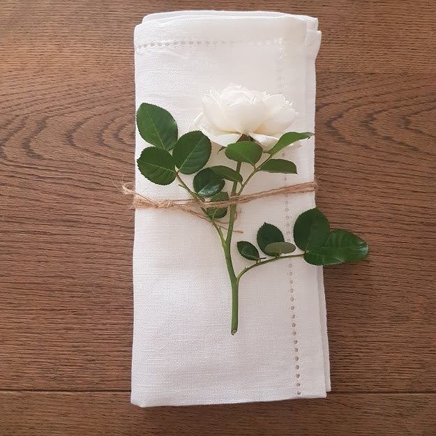 Linen Blend Napkins - White - Set of 6
