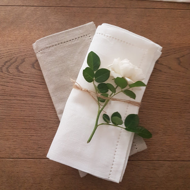 Linen Blend Napkins - White - Set of 6